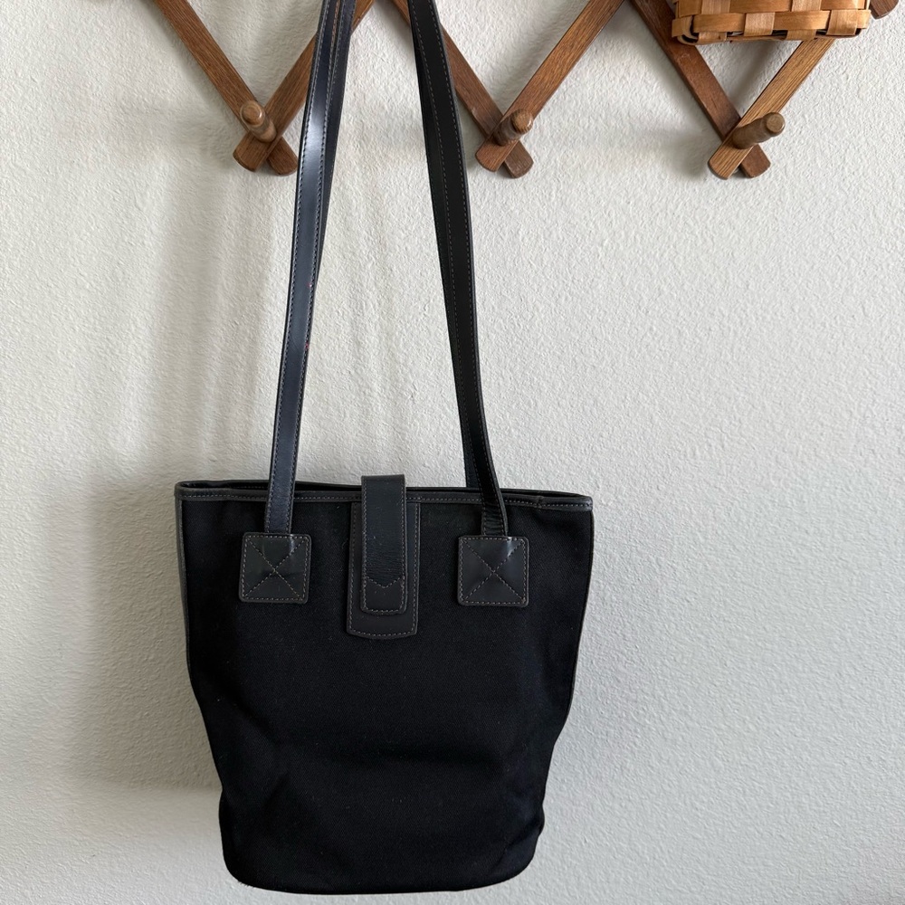 Dooney & Bourke Vintage Black Canvas Tote Bag with Gold Accents - Picture 2 of 13